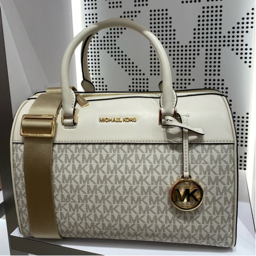Michael Kors Medium Duffle Satchel
Crossbody Bag Light Cream Multi